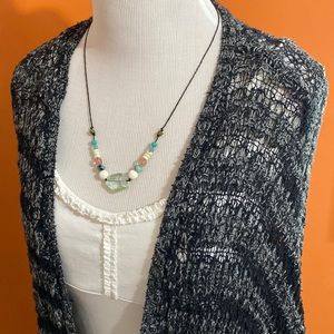 FREE PEOPLE Last Night Sweater ~ Long Sleeves Cardigan ~ Black/ Gray ~ Oversized